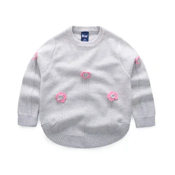 

Girls Pullover Sweater Flower Design Crochet Sweater O-Neck Cotton Pullover Baby Toddler Girl Autumn Sweater Baby Girls Clothing
