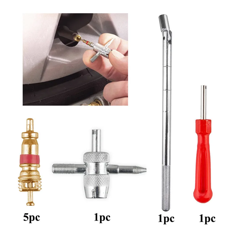 

Stem Installer HD Chrome Tool Bicycle Car Motorcycle Tire Plug Core Remover Puller Car Tire Plug Core Remover Repair Set