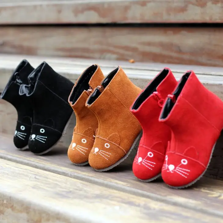 

2016 autumn winter children shoes girls cartoon cat genuine leather scrub boots baby boots boys shoes kids shoes snow boots