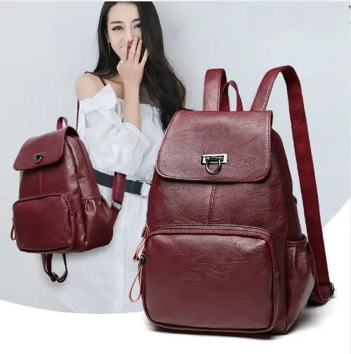 

Leather Backpack Women Fashion Female Backpack String Bags Large Capacity School Girl Daily Bag Travel Bags Mochila Feminina
