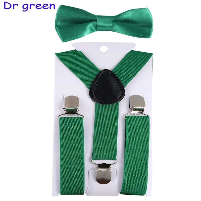Модные детские подтяжки с галстуком-бабочкой, ДЕТСКИЕ брекеты для мальчиков и девочек, регулируемые подтяжки, Детские свадебные галстуки, аксессуары - Цвет: Dark Green