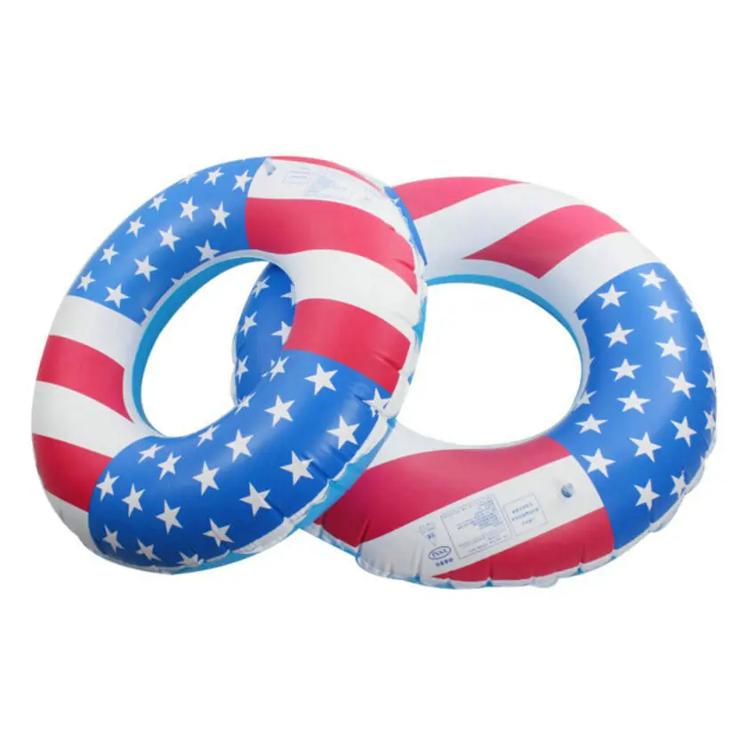 USA Flag Inflatable Swimming Tubes Laps Ring Swim Arm Rings Lifebuoy
