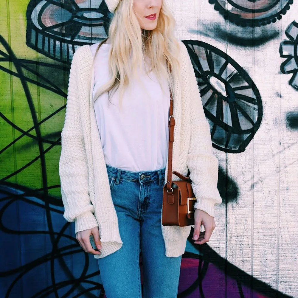 

Feitong Winter Autumn Warm Sweater 2018 Fashion Women's Solid Loose Knitted Coat Cardigan Female Long Sleeve Outwear WS&&D