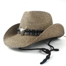 Летняя женская и мужская пустотелая западная ковбойская шляпа леди папа пляж Sombrero Hombre Соломенная Панама Cowgirl Джаз солнцезащитная Кепка размер 56-58 см