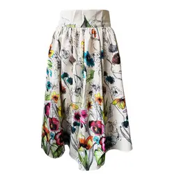 Винтаж 1950 s True Полный юбка солнышко вдохновил рок женская одежда Высокая талия Novetly Цветочный Ретро Боулинг юбка