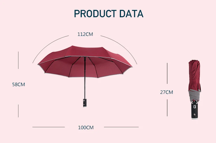 Высококачественный светодиодный автоматический складной зонт для мужчин и женщин с защитой от дождя и ветра, большой зонт с защитой от ультрафиолетовых лучей и фонариком