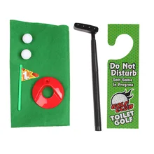 Funny Toilet Bathroom Golf Time Mini Game Play Putter Novelty Gag Gift Mat Set