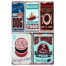 [Mike86] Hot Dog пиццы Еда металла плакат Винтаж бар Craft Декор aa-155 заказ смешивания 20*30 см