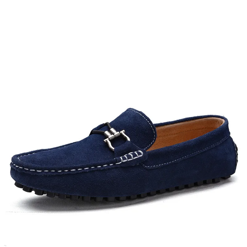 

New Genuine Leather Men Flat Shoes Brand Moccasins Men Loafers Peas Shoes Fashion Casual Shoes Size 38-44 Moccasins Men