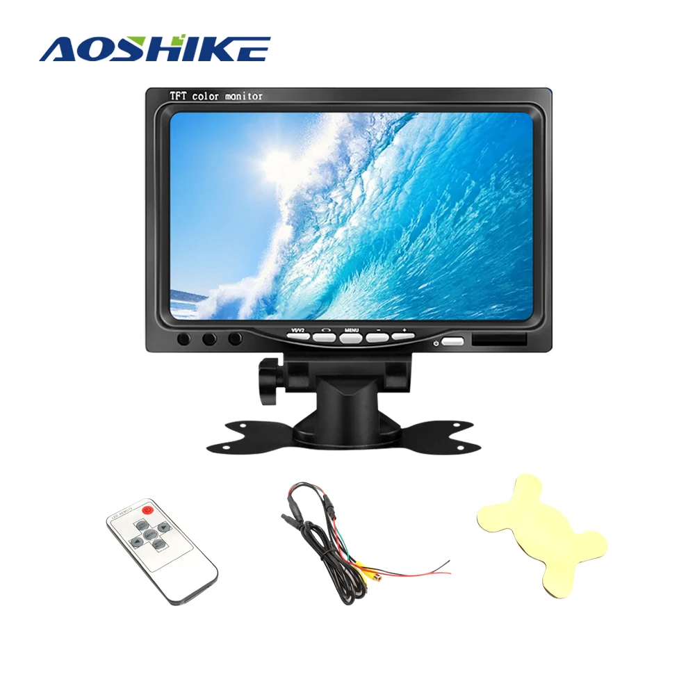 AOSHIKE 7 дюймов 12 в автомобильный монитор для камеры заднего вида TFT lcd светодиодный дисплей Универсальный с камерой парковки автомобиля 800*480 солнцезащитный козырек