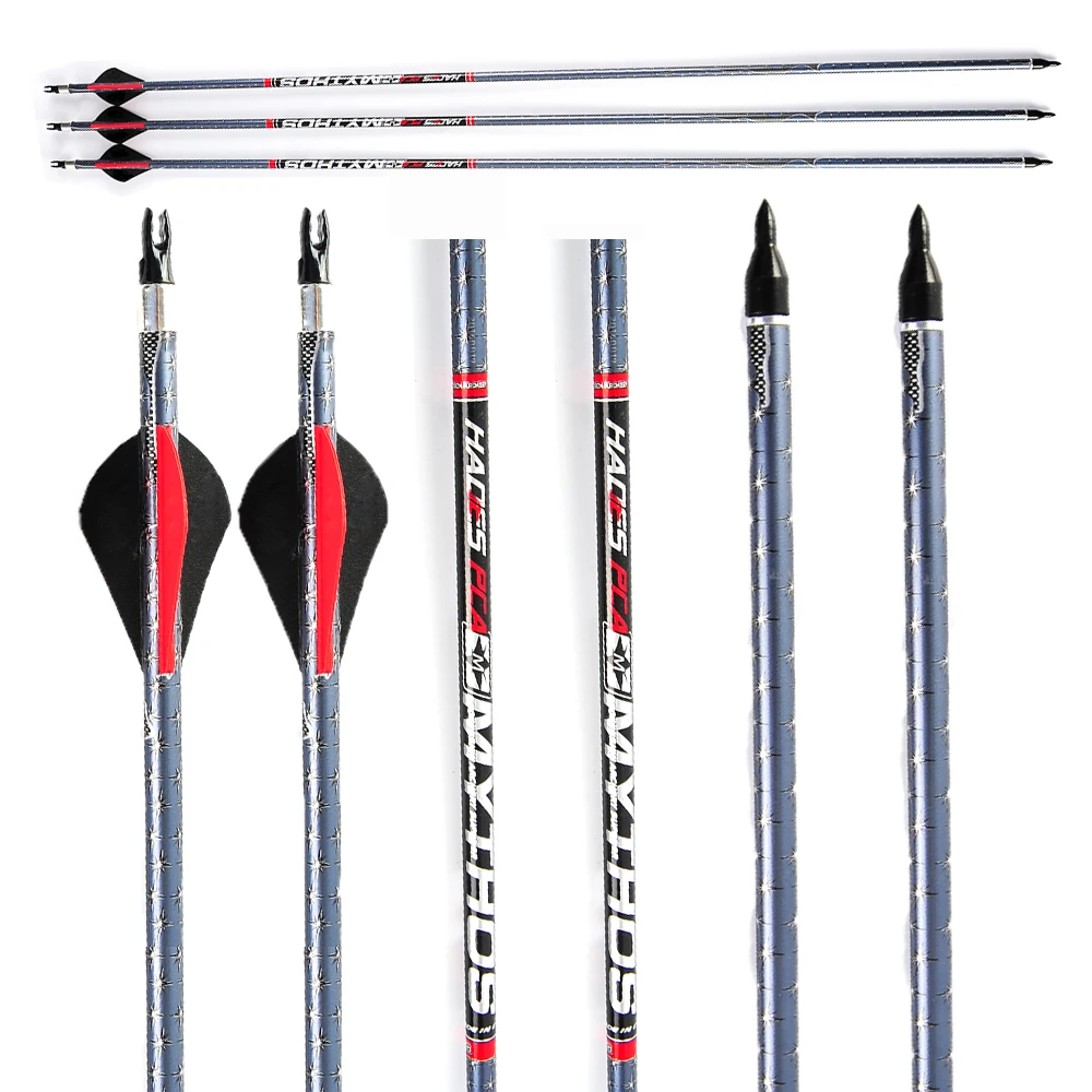 

30 Inches Mixed Carbon Arrows Spine 550 with Explosion-proof Replaceable head for Recurve/Compound Bow Archery