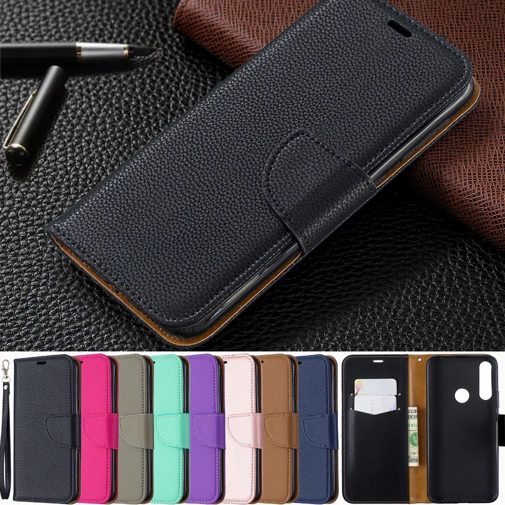 Wallet Phone Case For Huawei P Smart Z Cover PU Leather Flip Stand Wrist Strap Credit Card Slots Magnetic Closure