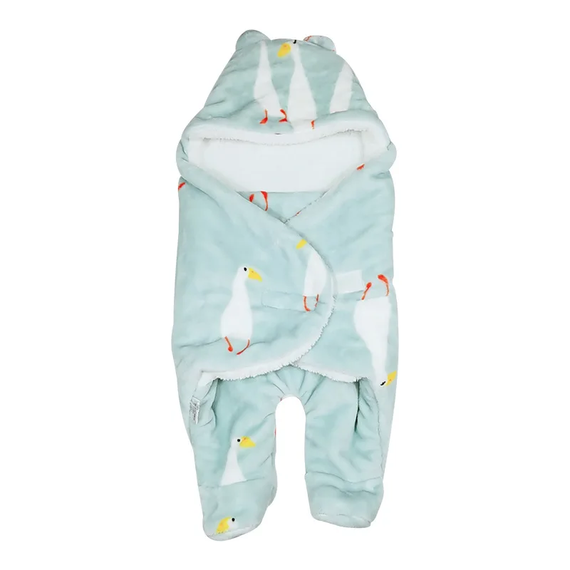 Утепленные Одеяло для День Рождения мультфильм новорожденных сна Анти-kick пеленать прекрасный Одеяло фланелевая зимняя Утепленная одежда