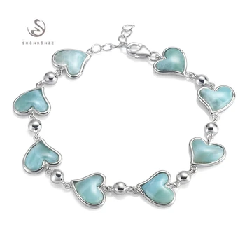 

Eulonvan Larimar christmas charms bracelet 925 sterling silver bangles Elegant Style Gift for Woman Jewelry & Accessories S-3798