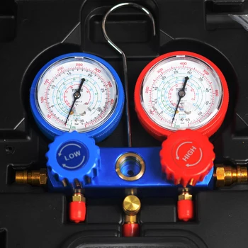 

Double Table Valve Set Automobile Air Conditioner Plus Fluoridated Sleeve R134A Cold Media Fluoride Tool YS-018
