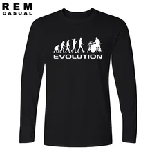 Мужская футболка, бодибилдинг, майка для фитнеса, для мужчин, Drummer Evolution, забавная музыка, юмористический барабанчик, футболка с длинными рукавами, футболки
