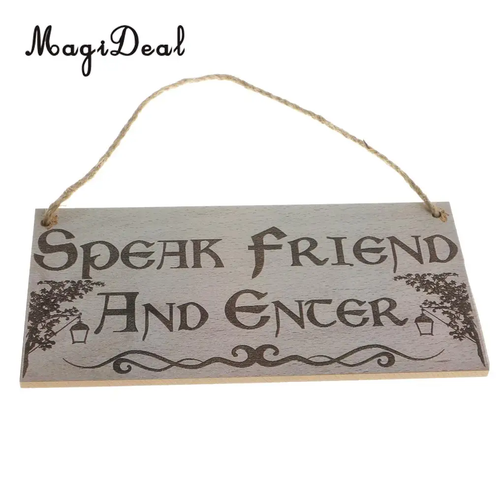 Speak Friend and Enter Wooden Hanging Plaque Gift Sign Wall Decoration 