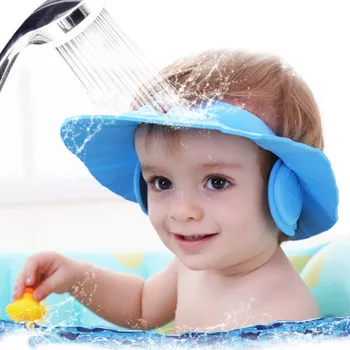 

Luckyfine 1Pc Child Shampoo Shower Cap Bath Hat Protect Ear Soft Caps Adjustable Rubber Bath Tools