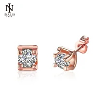 INALIS, защита окружающей среды, геометрическая форма, цвет розового золота/золотой цвет/белые цветные циркониевые серьги для женщин