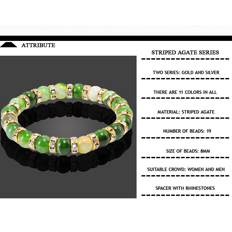 High Quality Natural Stone Round Beads Bracelets Bangles Crystal Jewelry Strand Bracelets - Image 5