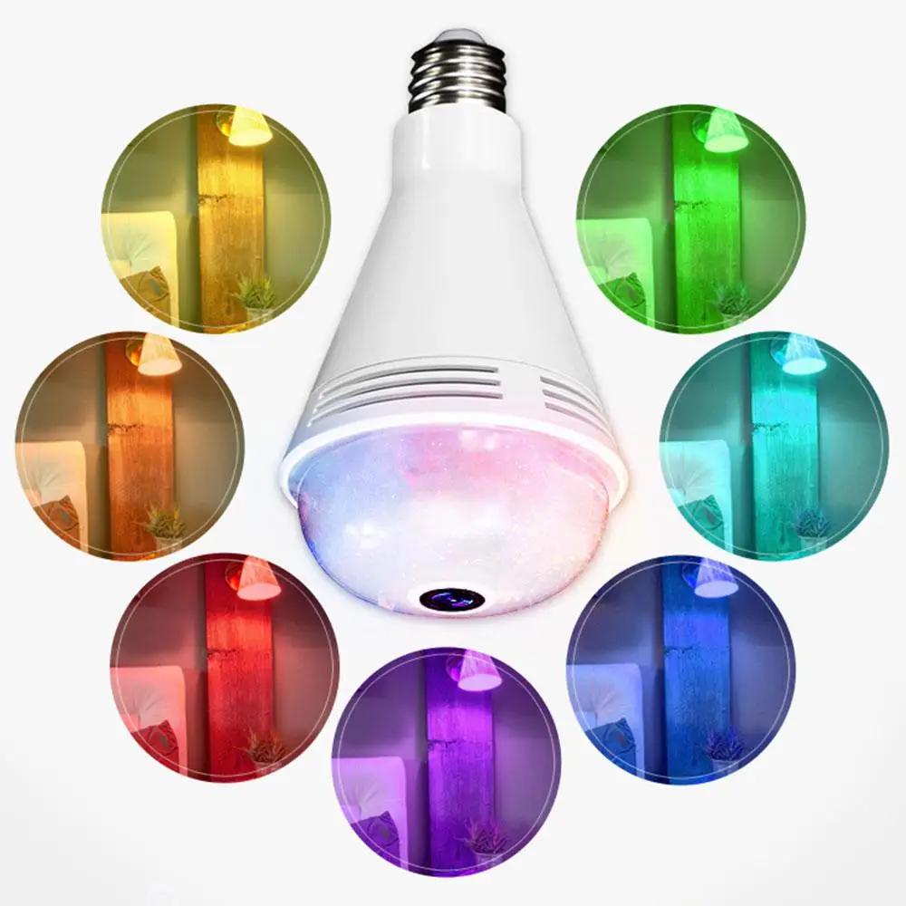 

AKDSteel E27 Wi-Fi Light Sensor Monitor Bulb Bluetooth SMD5050 Music Bulb with Remote Monitoring Camera Decorative Lamp