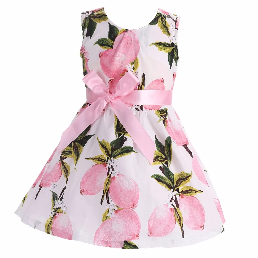 

100% Cotton Teen Children Dress Sleeveless Print Flower Girls Dress Roupas Infantis Menina Princess Evening Dresses baby costume