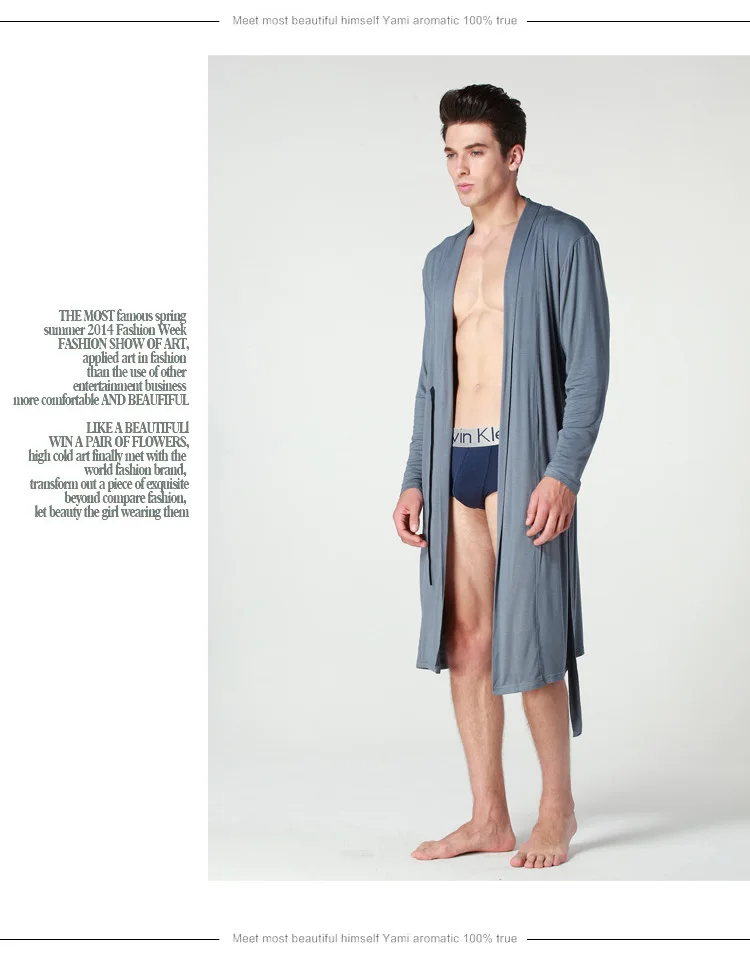 Новый плюс Размеры Для мужчин Повседневное дышащие мягкие модал банные халаты для дома Домашняя одежда халат для спальни комплект Для