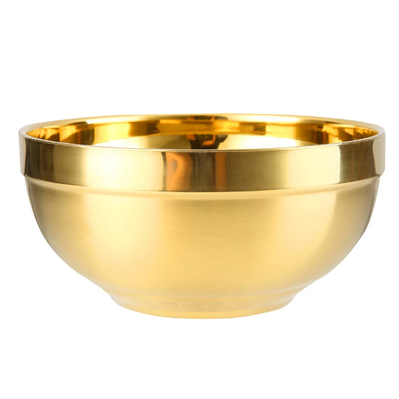

304 Stainless Steel Gold Bowl Thickened Double Layer Heat Insulation Kitchen Cooking Tools -Drop