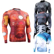 Мужская Прославленная Печатных Бодибилдинг Тяжелая Атлетика Сжатия Колготки Quick Dry Ultralight Тренажерный Зал Фитнес Бег Топы Рубашки