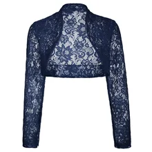 Autumn Spring Female Jacket Ladies Long Sleeve Cropped Shrug Black Coat Fashion Lace Bolero Plus Size Womens Jackets and Coats