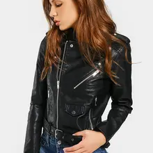 Красивая женская искусственная кожаная куртка с застежками-молниями, карманами и поясом, мягкая мотоциклетная куртка, сексуальная панк-куртка, осенне-зимняя повседневная верхняя одежда, топы