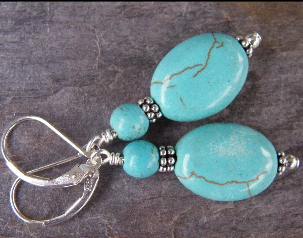 

ry00583 Fashion Handmade 13x18mm Blue Silver Leverbacks Earring