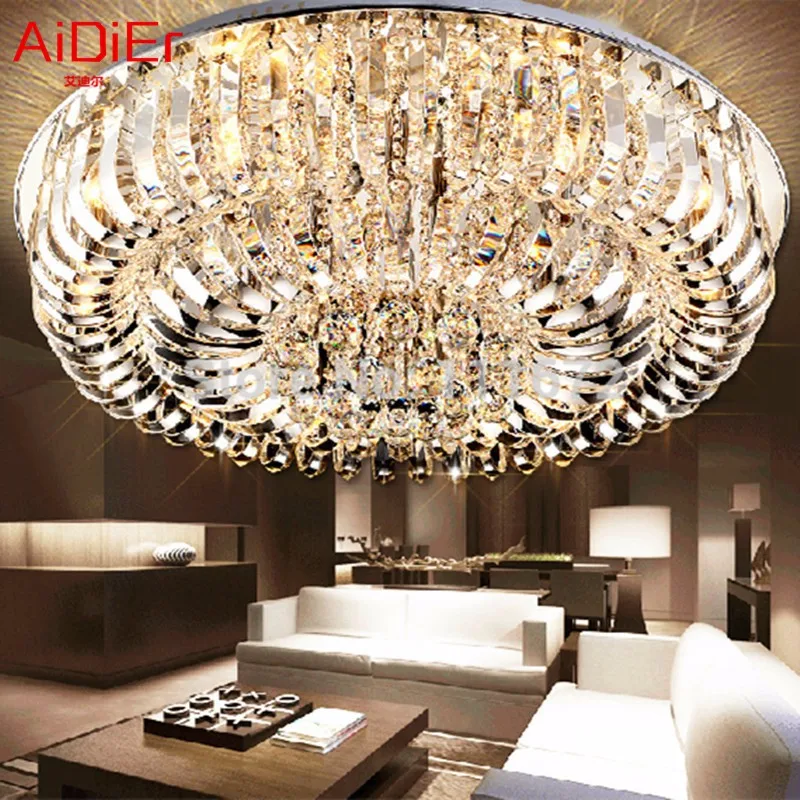 New-flush-mount-K9-crystal-modern-minimalist-lamp-living-room-remote-control-chandelier-Dia80-h35cm-free