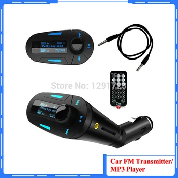 

High quality Blue Car MP3 Player Music Player Wireless FM Transmitter Modulator Remote Control LCD USB+ SD+MMC+U disk Car Kit