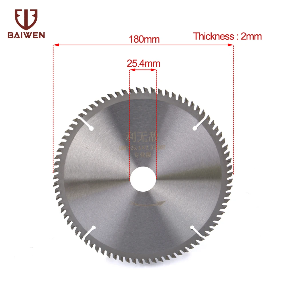

180mm Diameter 80T Wood Cutting Disc Carbide for Cut Acrylic Plastic TCT Circular Saw Blade