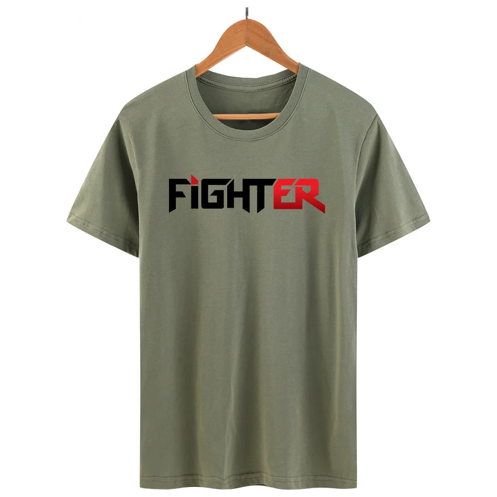 Мужская футболка с буквенным принтом Fighter Минималистичная брендовая Футболка