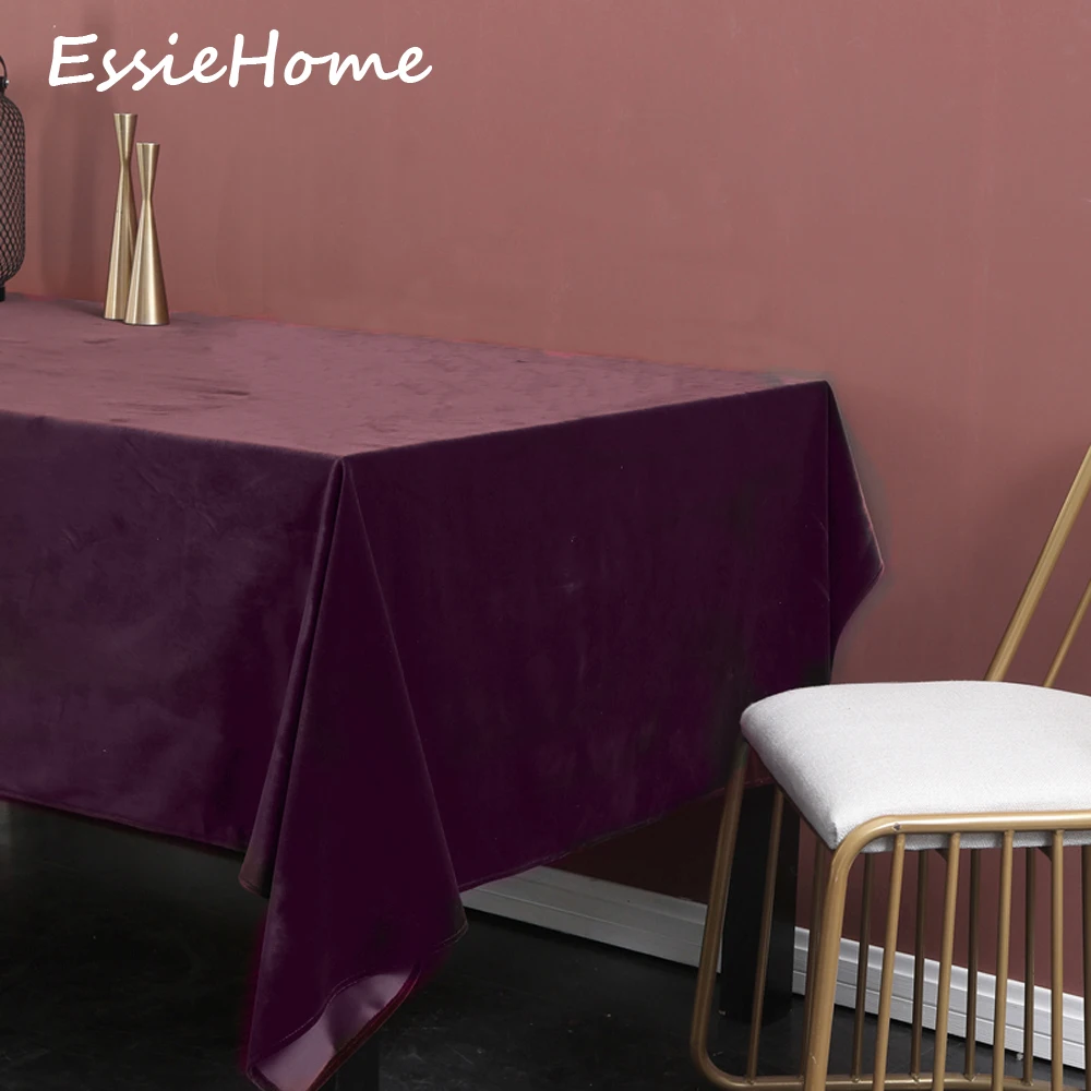 

ESSIE HOME Plum Purple Bordeaux Red Single Side Matte Velvet High End Velvet Table Cloth Table Linen Wedding Decoration Placemat