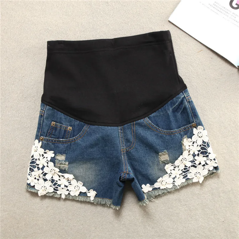 

Summer Gravida Maternity Shorts Pregnancy Shorts New Maternity Wear Lace Denim Shorts Prop Belly Large Size Bouncy Fashion