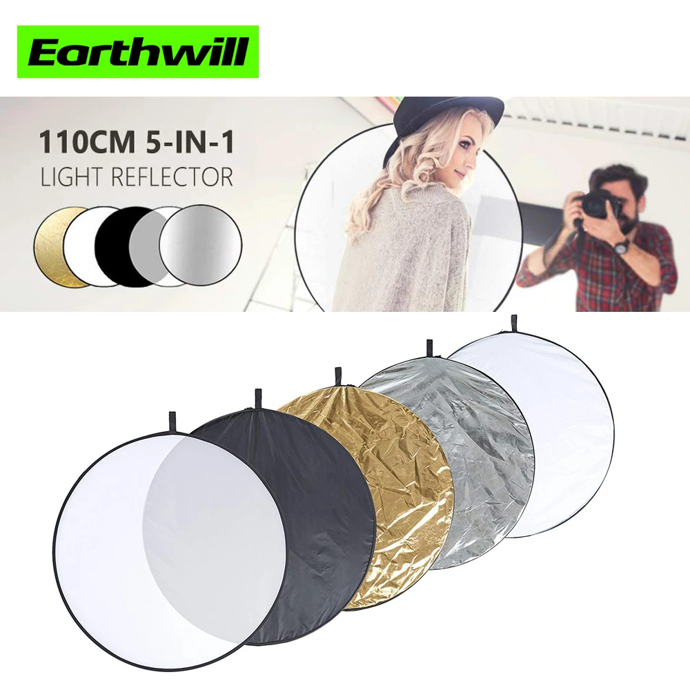 

photo studio 43-inch / 110cm 5-in-1 Collapsible Multi-Disc Light Reflector with Bag - Translucent, Silver, Gold, White and Black