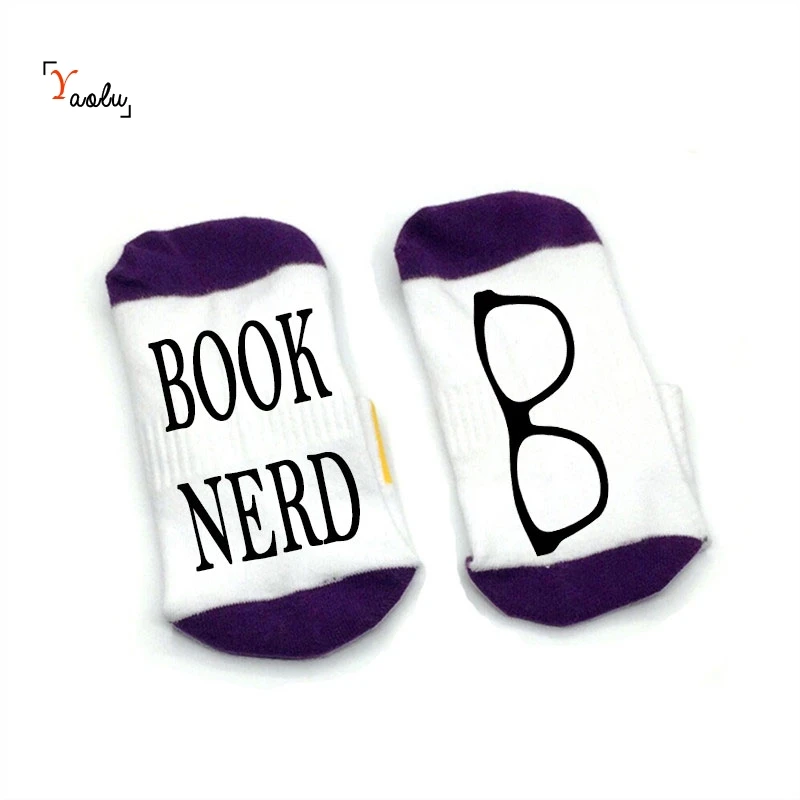 Книжный ботаник носки книжный ботаник удобные хлопковые носки Для мужчин Для женщин носки с силуэт glassess - Цвет: White purple