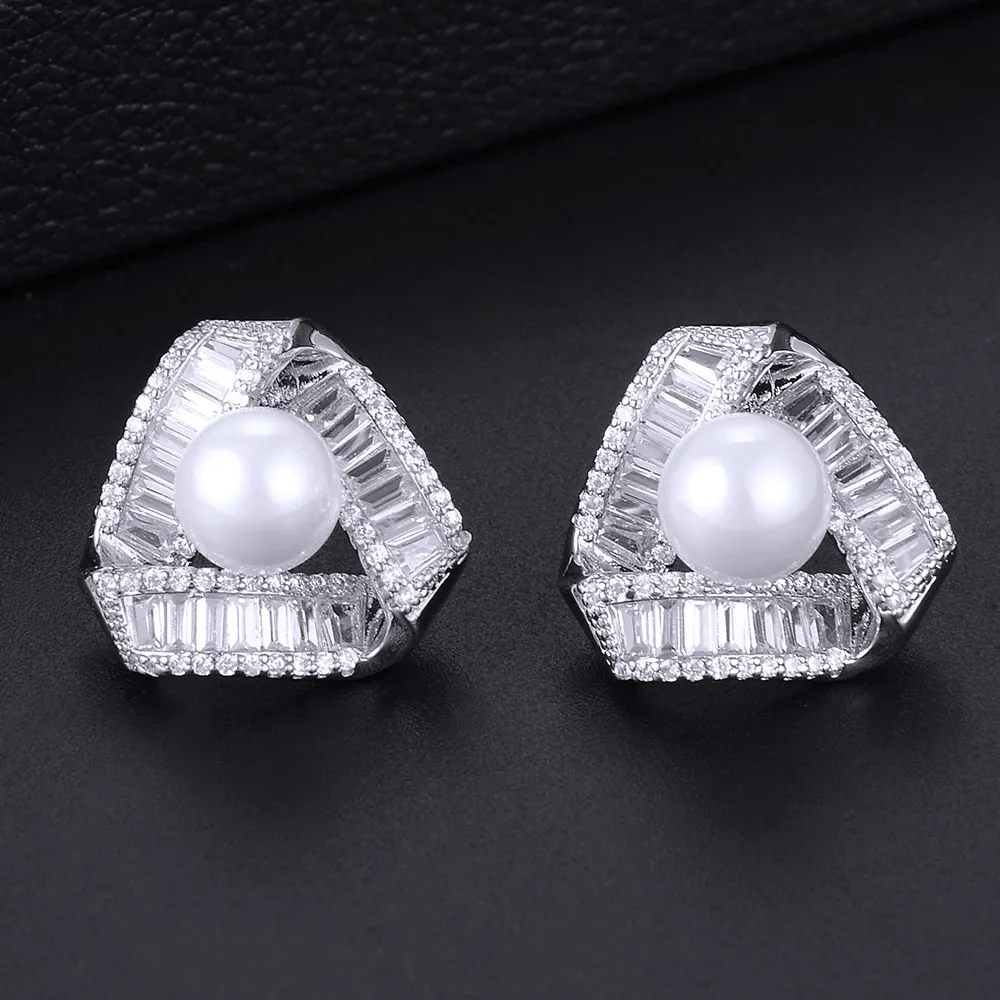 GODKI Trendy Geometric Imitation Pearl Earrings for Women Stud Wedding Fashion Jewelry boucle d'oreille femme 2018 | Украшения и