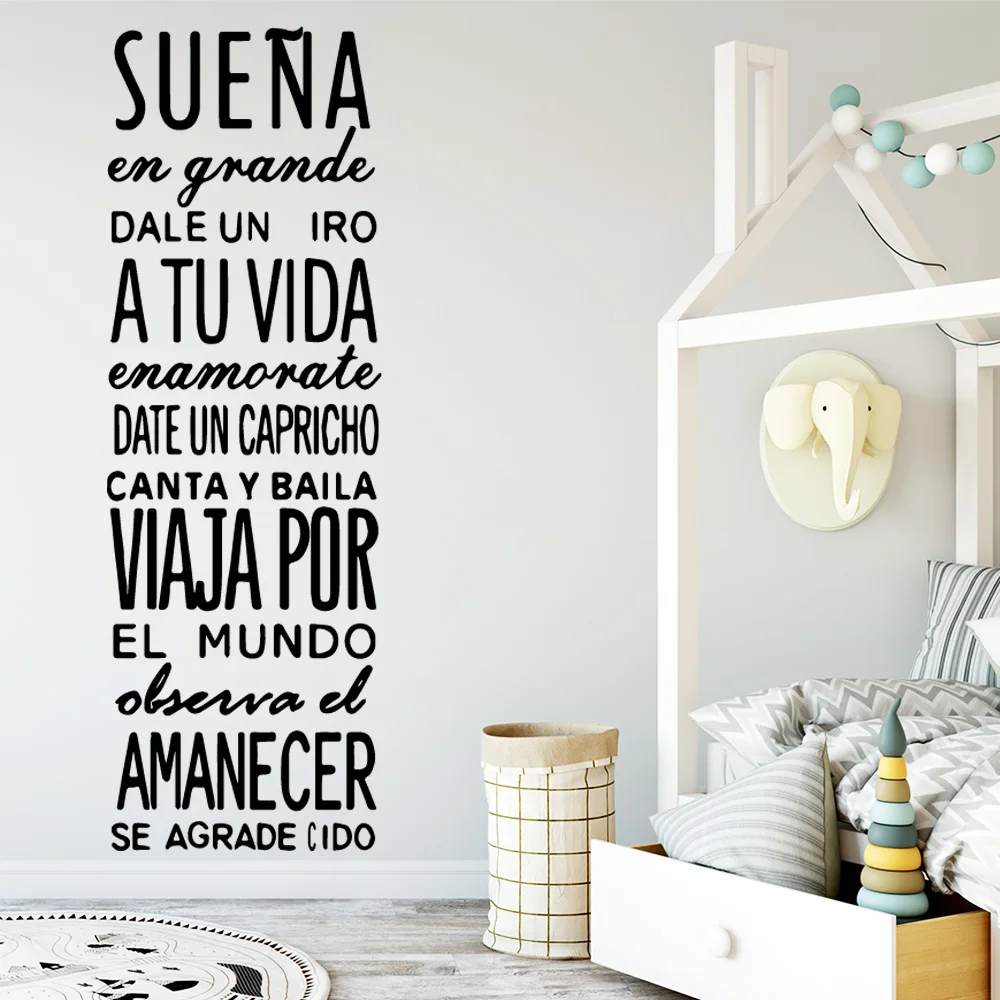 

Large size Spanish Sentences vinyl Wall Sticker Home Decor Bedroom Stickers For Kids Rooms Nursery Room Decor Room Decoration