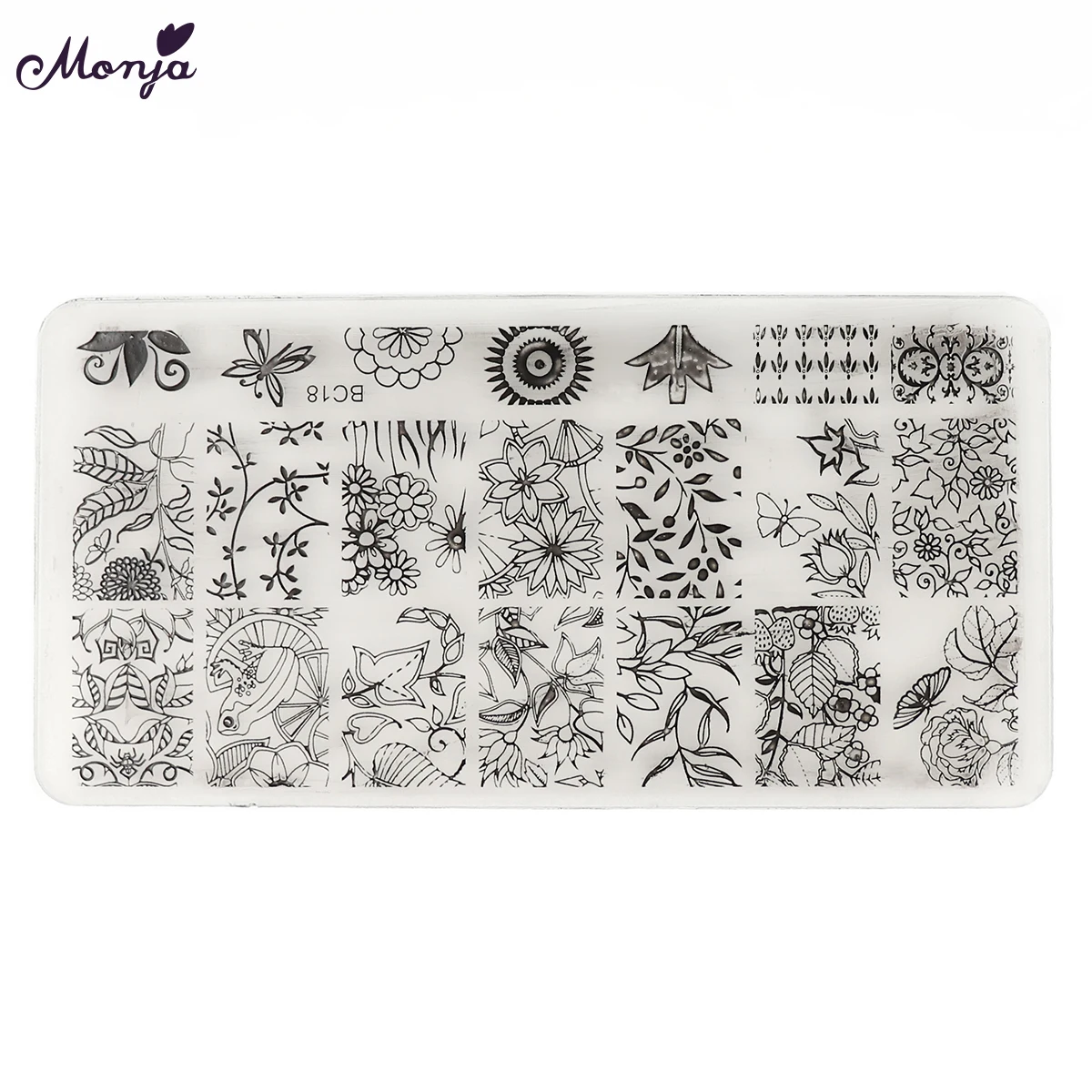

Monja Nail Art Lace Flower Animal Pattern Stamping Transfer Stamper Image Plate Scraper Template Stencil Manicure Tool