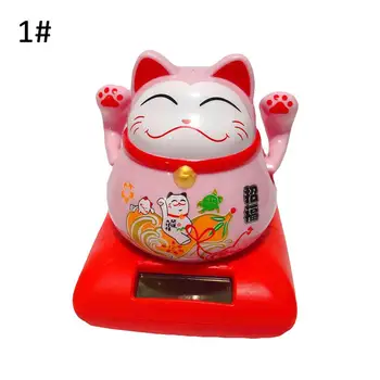 

Solar Energy Car Automobile Decor Figurine Fortune Cat Flip Flap Pot Swing Toy