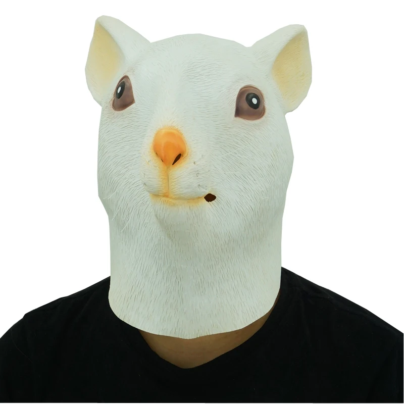 

2018 New White Mouse Head Latex Mask Cosplay Prop Halloween Party