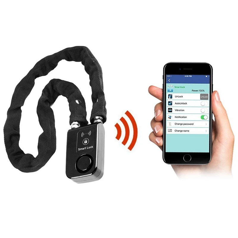 Smart Control Super Smartphone Bluetooth Steel Chain lock Waterproof