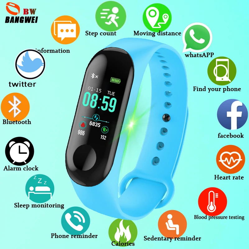 

Mi Band 3 Smart Wristband Fitness wristwatch MiBand Band 3 Big Touch Screen OLED Message Heart Rate Time Smart watch Relogio+box