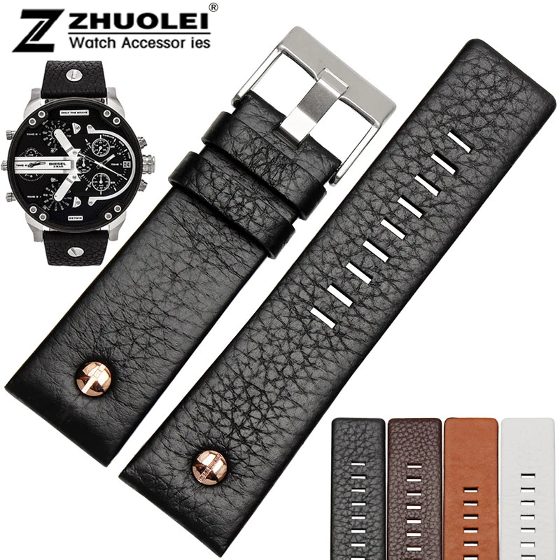 

New arrivals High quality rivet watch strap genuine leather bracelet for DZ7271 DZ7312 men's watchband 22mm 24mm 26mm 28mm 30mm
