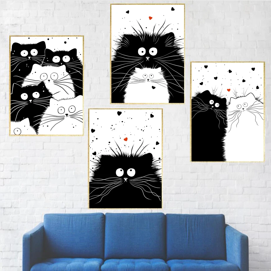 

Persian Cat Nordic Poster And Prints Wall Art Canvas Painting Black White Wall Picture For Living Room Scandinavian Home Decor