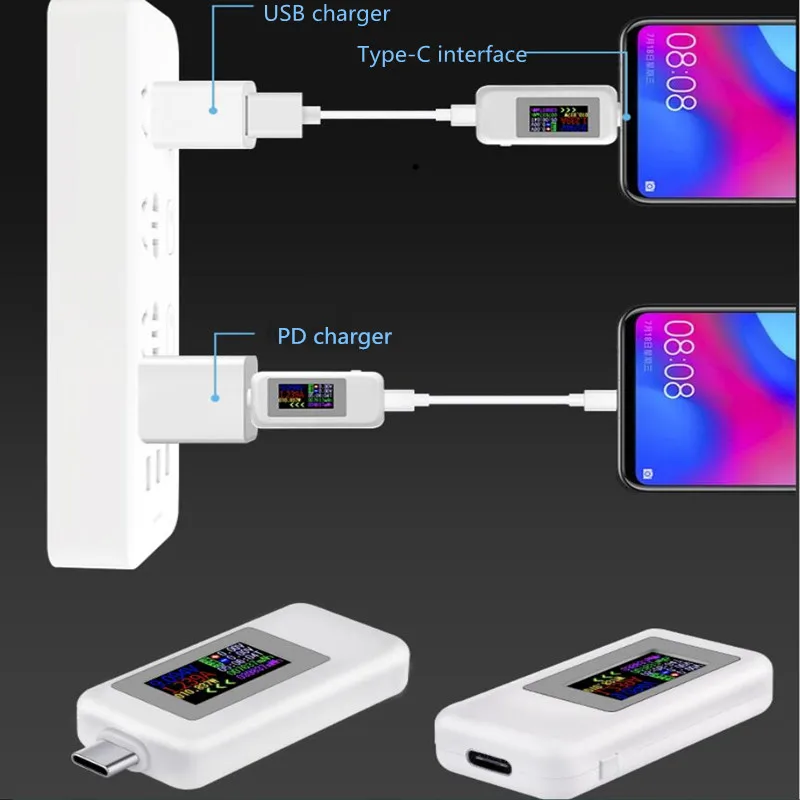 Тип-C цветной дисплей USB тестер 0-5A ток 4-30 в зарядное устройство по USB измеритель ваттметр мобильный детектор батареи 40% скидка